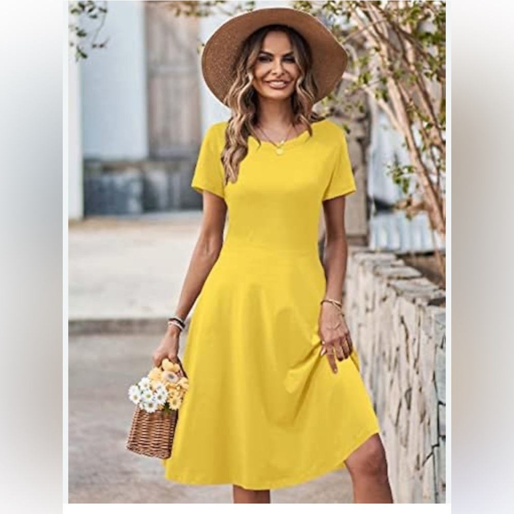 Huhot-Elegant Yellow Women's Dress SZ L